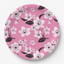 PLATO DE PAPEL FLOR DE CEREZO - SAKURA (ROSA CLARO)
