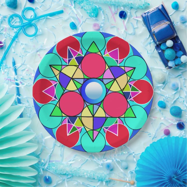 Plato De Papel Flor de estrella abstracta (Fiesta)