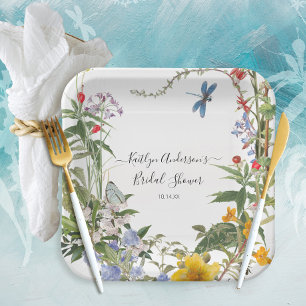 Plato De Papel Flor de flores silvestres acuáticas y ducha de nov
