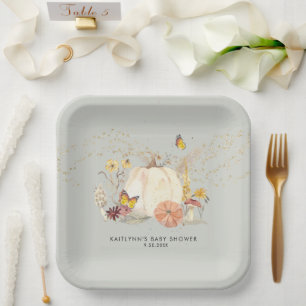 Plato De Papel Flor de flores silvestres Calabaza hongos niño Bab