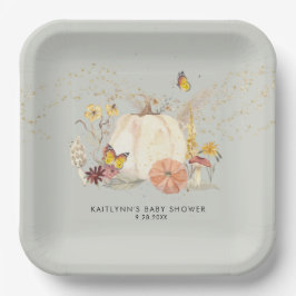 Plato De Papel Flor de flores silvestres Calabaza hongos niño Bab