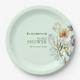 Plato De Papel Flor de flores silvestres coloridas ducha de novia