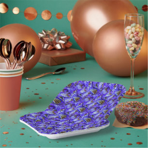 Plato De Papel Flor de iris púrpura / inclinada / cubierta /