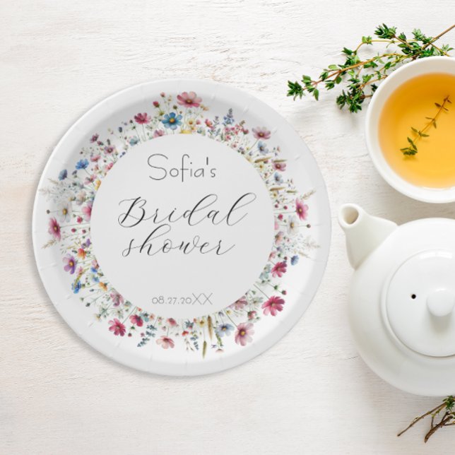 Plato De Papel Flor de la fiesta de jardín francesa ("French Garden Party flower Paper Plates" are perfect for bridal shower. )