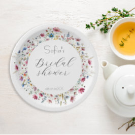 Plato De Papel Flor de la fiesta del jardín francés