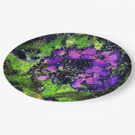 Plato De Papel Flor de lino y hojas envejecidas en mosaico esculp