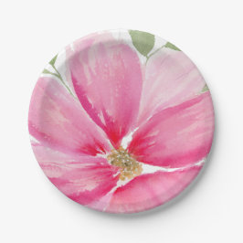 Plato De Papel Flor de Magenta en Acuarela