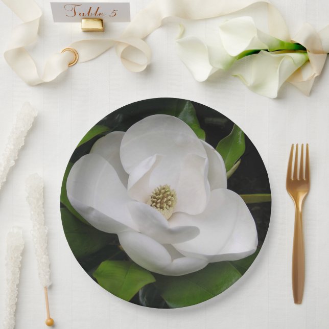 Plato De Papel Flor de Magnolia (Boda)