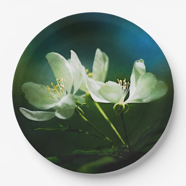 Plato De Papel Flor de manzano - Dos flores (Anverso)