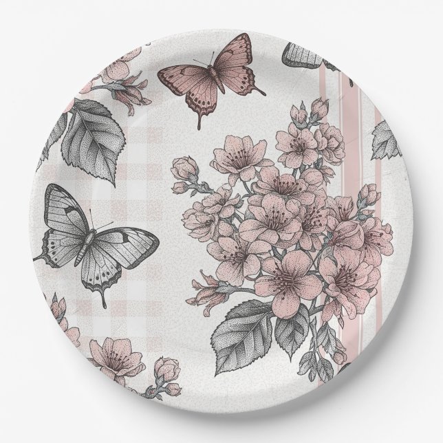 Plato De Papel Flor de Mariposa Elegante (1) (Anverso)