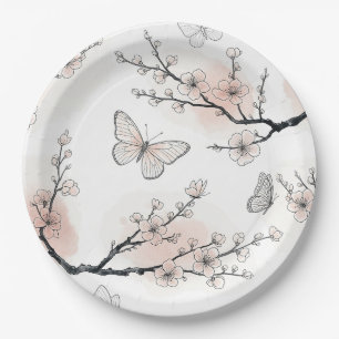 Plato De Papel Flor de Mariposa Elegante (10)