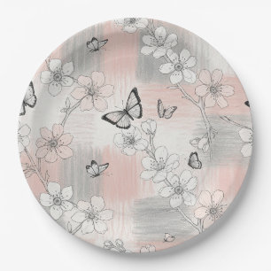 Plato De Papel Flor de Mariposa Elegante (3)