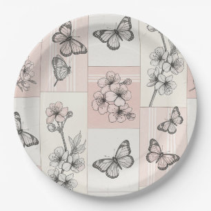 Plato De Papel Flor de Mariposa Elegante (5)