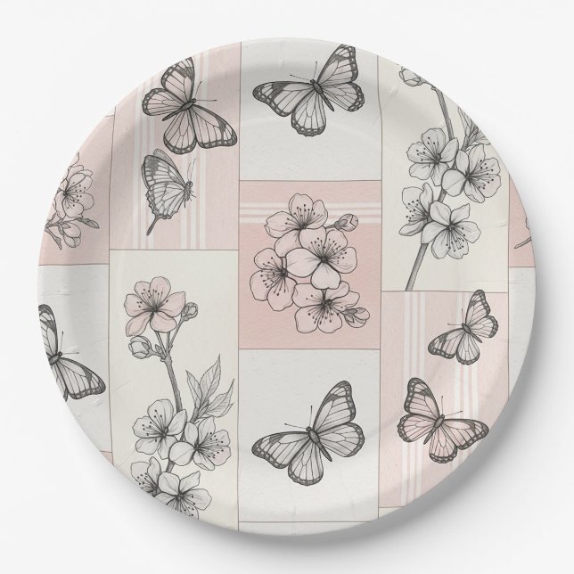 Plato De Papel Flor de Mariposa Elegante (5) (Anverso)