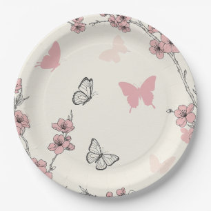 Plato De Papel Flor de Mariposa Elegante (6)