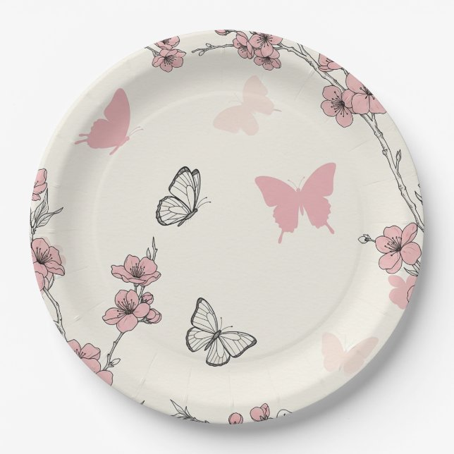 Plato De Papel Flor de Mariposa Elegante (6) (Anverso)