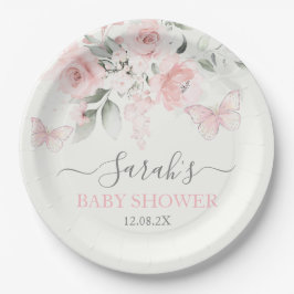 Plato De Papel Flor de mariposa rosa