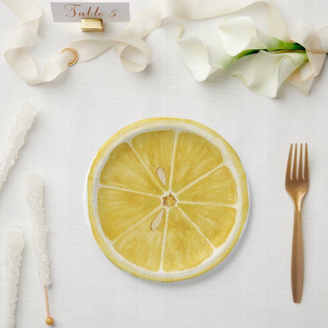 Plato De Papel Flor de mosaico mediterránea Positano limón (Boda)