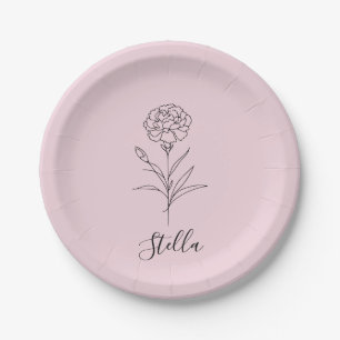 Plato De Papel Flor de natalidad personalizada en enero de carnac