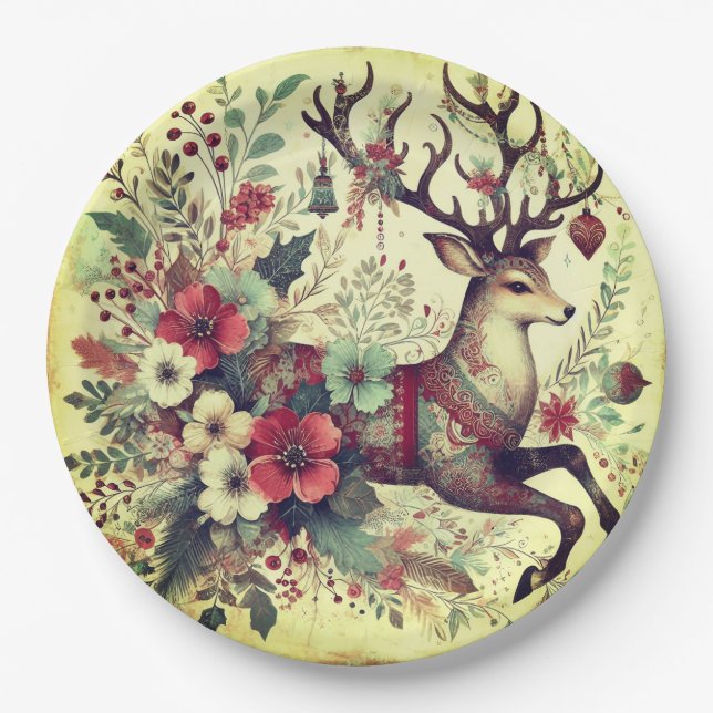 Plato De Papel Flor de Navidades silvestres (Anverso)