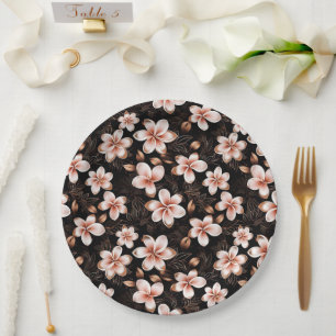 Plato De Papel Flor de oro rosa rosa rosa negro de Rubor