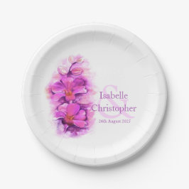 Plato De Papel Flor de orquídea de color de agua placas de papel 
