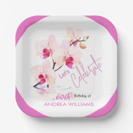 Plato De Papel Flor de orquídea florece 60 placas de papel de cum