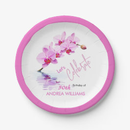 Plato De Papel Flor de orquídea silvestre florece en el 50 aniver