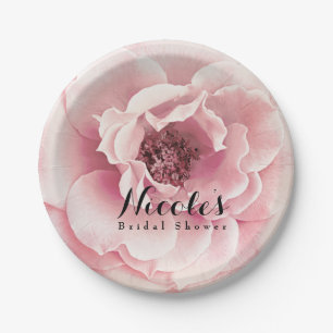 Plato De Papel Flor de peonía rosa elegante floral boda personali
