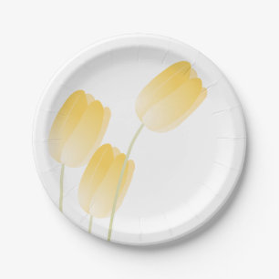 Plato De Papel Flor de primavera tulipano amarillo