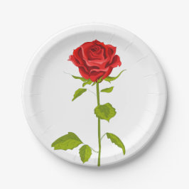 Plato De Papel Flor de rosa roja floral amor - Fiesta de bodas