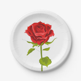 Plato De Papel Flor de rosa roja floral amor - Fiesta de bodas