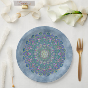 Plato De Papel Flor De Vida - Mandala Estilo India 1
