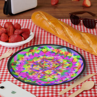 Plato De Papel Flor de vida Placas de papel arcoiris