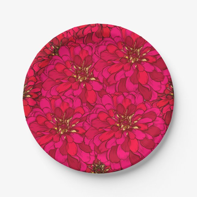 Plato De Papel Flor de Zinnia (Anverso)