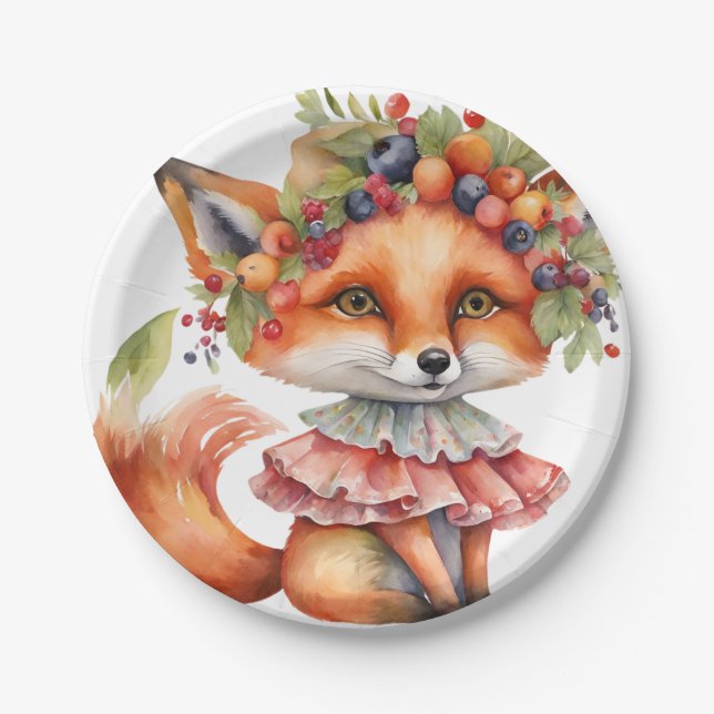 Plato De Papel Flor de Zorro de Bayas (Anverso)