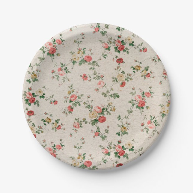 Plato De Papel Flor elegante elegante lamentable floral (Anverso)