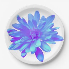 Plato De Papel Flor floral azul violeta elegante
