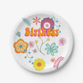 Plato De Papel Flor floral Color del poder Rosa