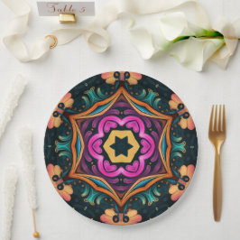 Plato De Papel Flor floral rosa paisley 6a4