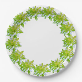 Plato De Papel Flor floral verde suave y elegante