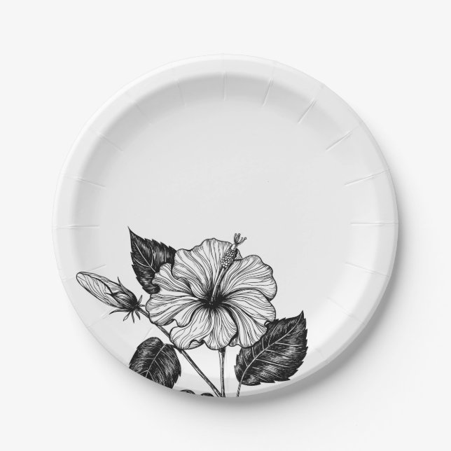 Plato De Papel Flor II de Hibiscus (Anverso)