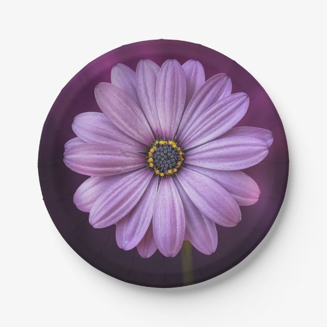 Plato De Papel Flor morada en flor (Anverso)