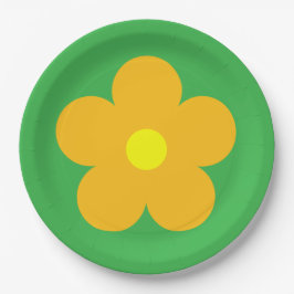 Plato De Papel Flor naranja