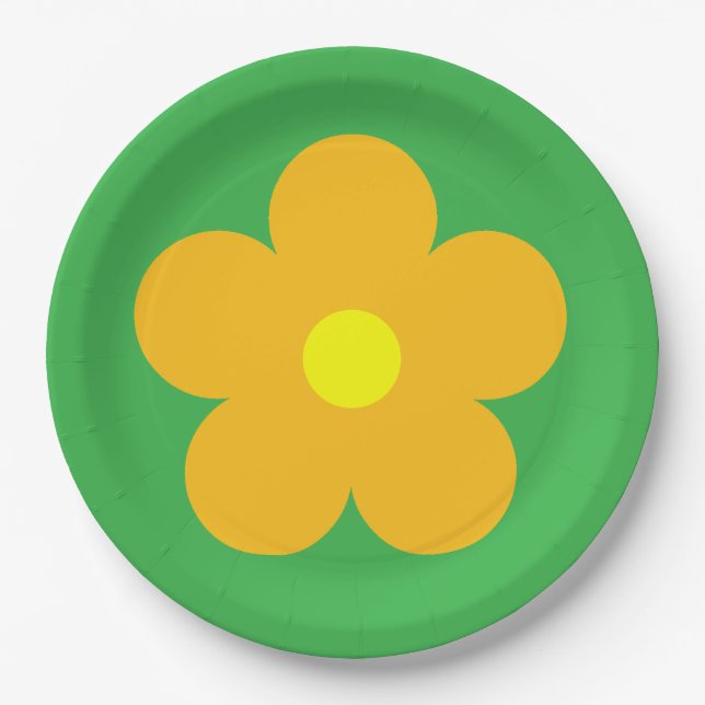 Plato De Papel Flor naranja (Anverso)