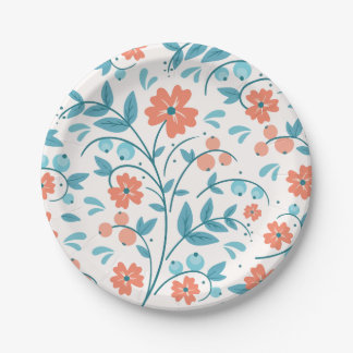 Plato De Papel Flor naranja minimalista