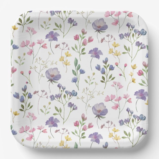 Plato De Papel Flor Purple (Anverso)