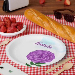 Plato De Papel Flor Purpura De La Naturaleza