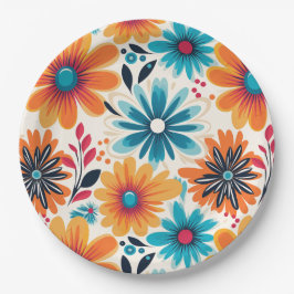 Plato De Papel Flor retro boho