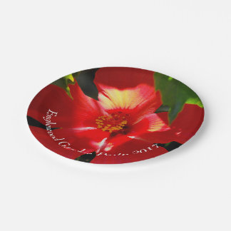 Plato De Papel Flor roja hibiscus en el sol